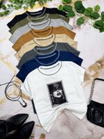 Remera cuello bordado soft larga estampa imagen - Imagen 3